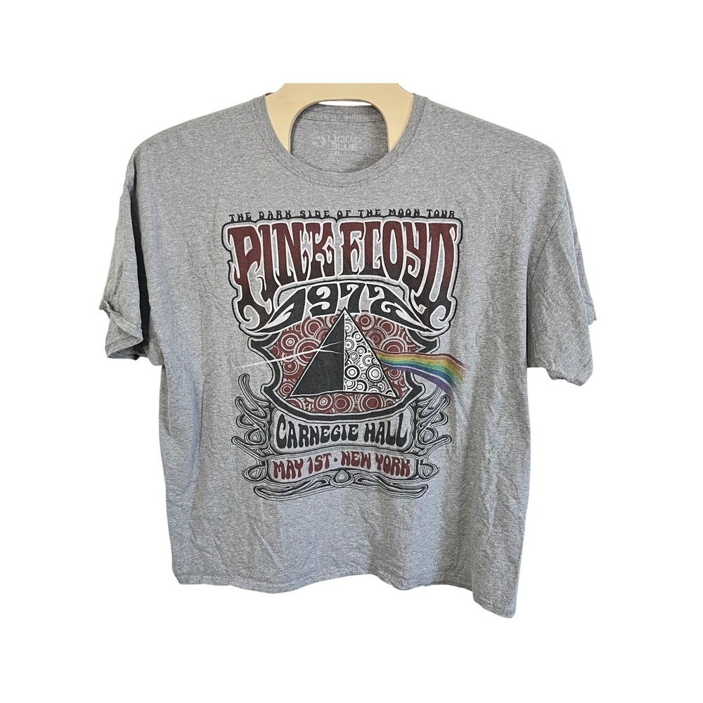 Liquid Blue Pink Floyd T-Shirt Mens 3XL Grey Carnegie Hall 1972 Tour Graphic Tee